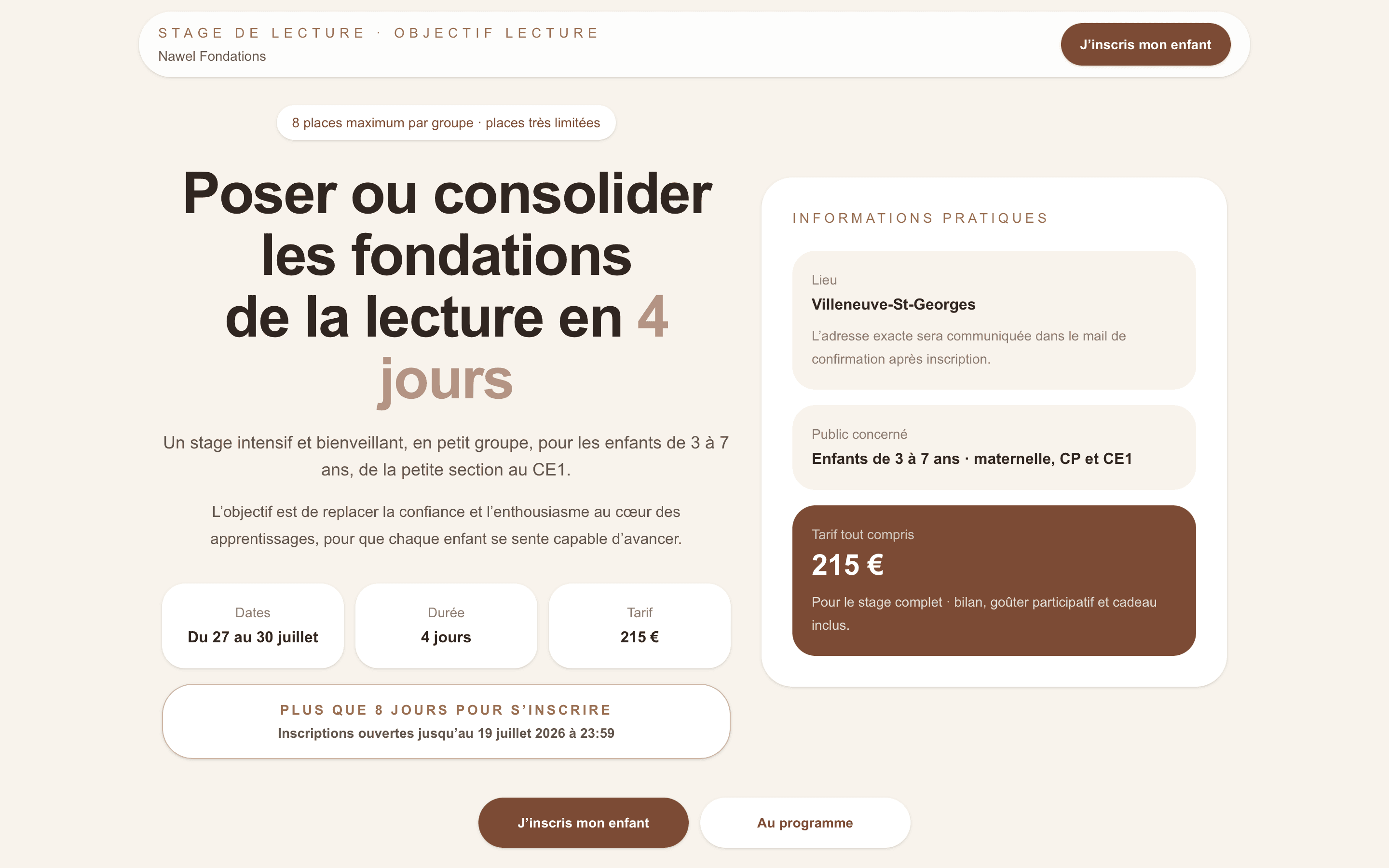 Page d’accueil du site Nawel Fondations sur ordinateur