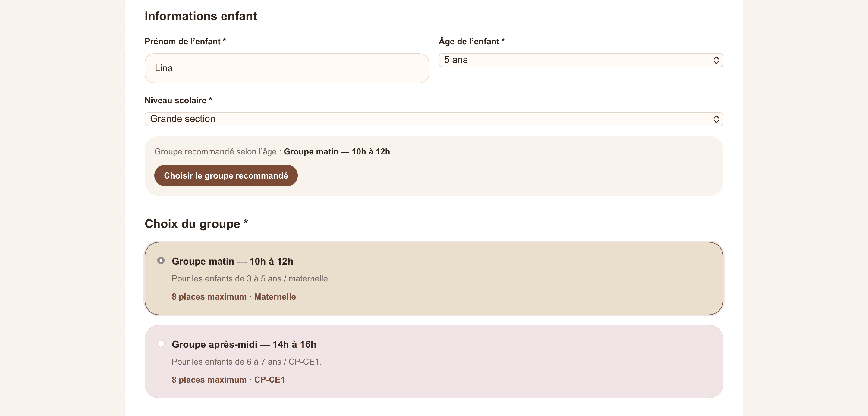 Recommandation automatique du groupe